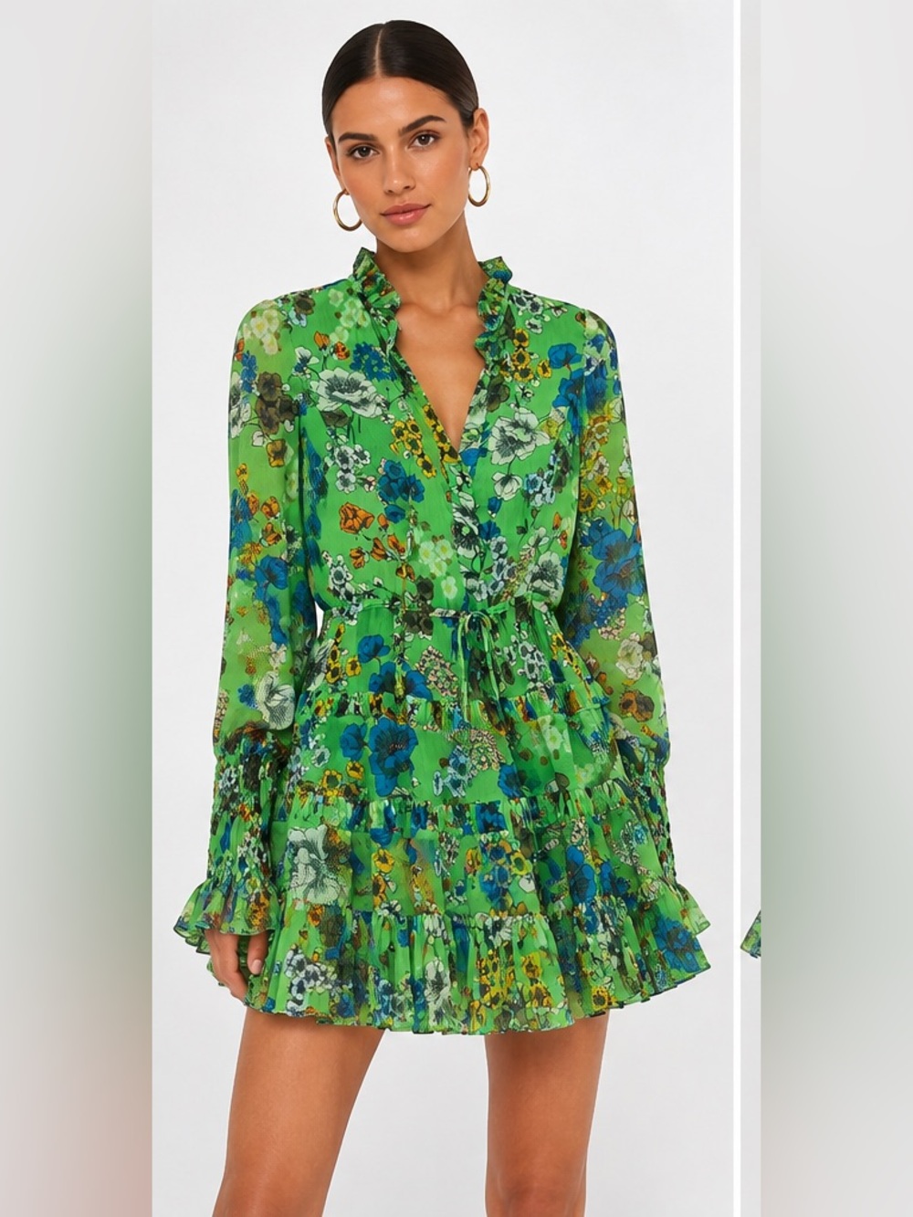 Alexis Green Floral Ruffle Mini Dress – Sample Sale